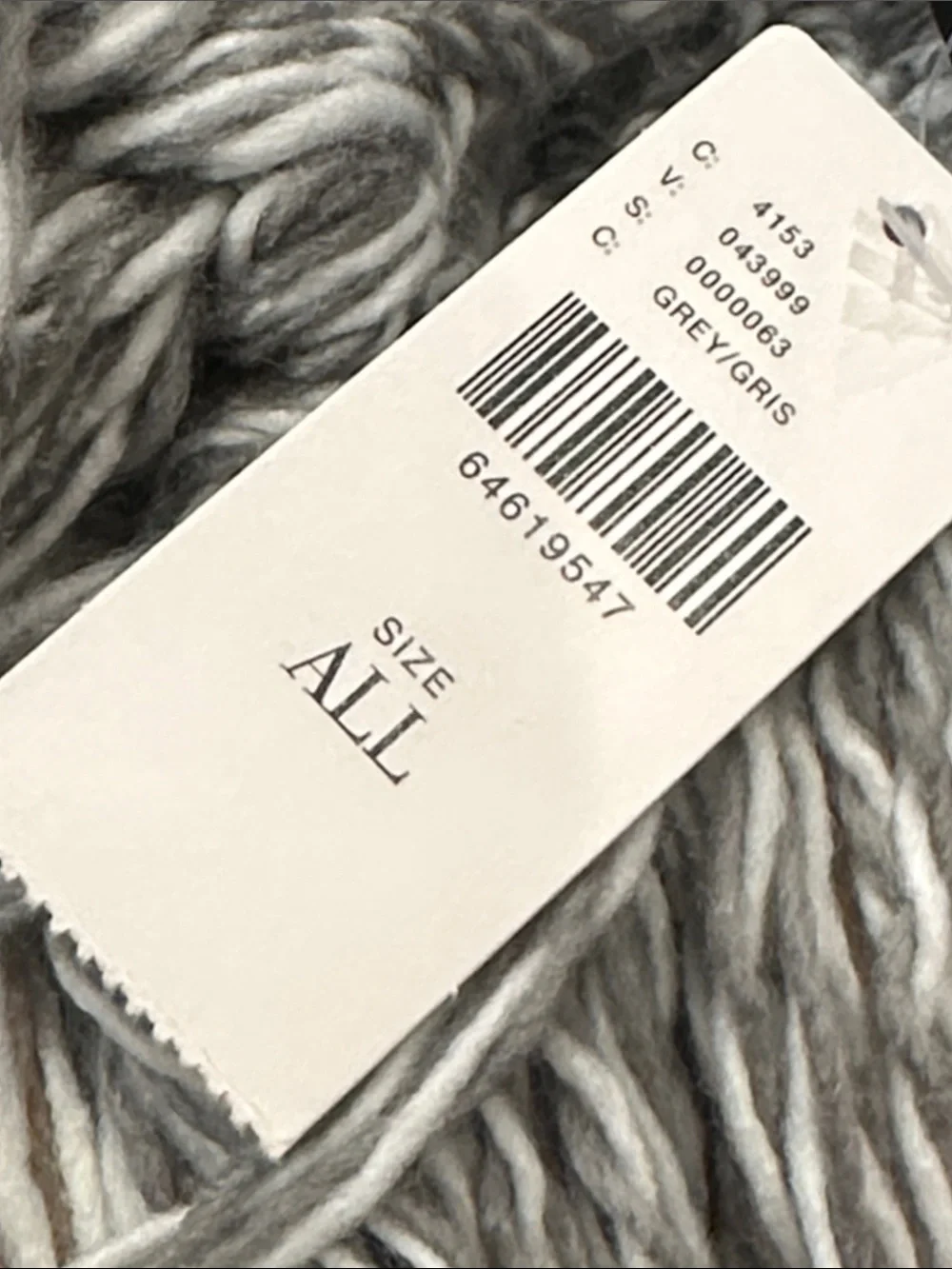 Anthropologie Chunky Knit Long Fringe Scarf in Beige greyCream with pockets NWT